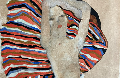 © Illustration: (c) Detail, Egon Schiele, Mädchenakt gegen farbiges Tuch, 1911, Gouache auf Papier, Privatbesitz